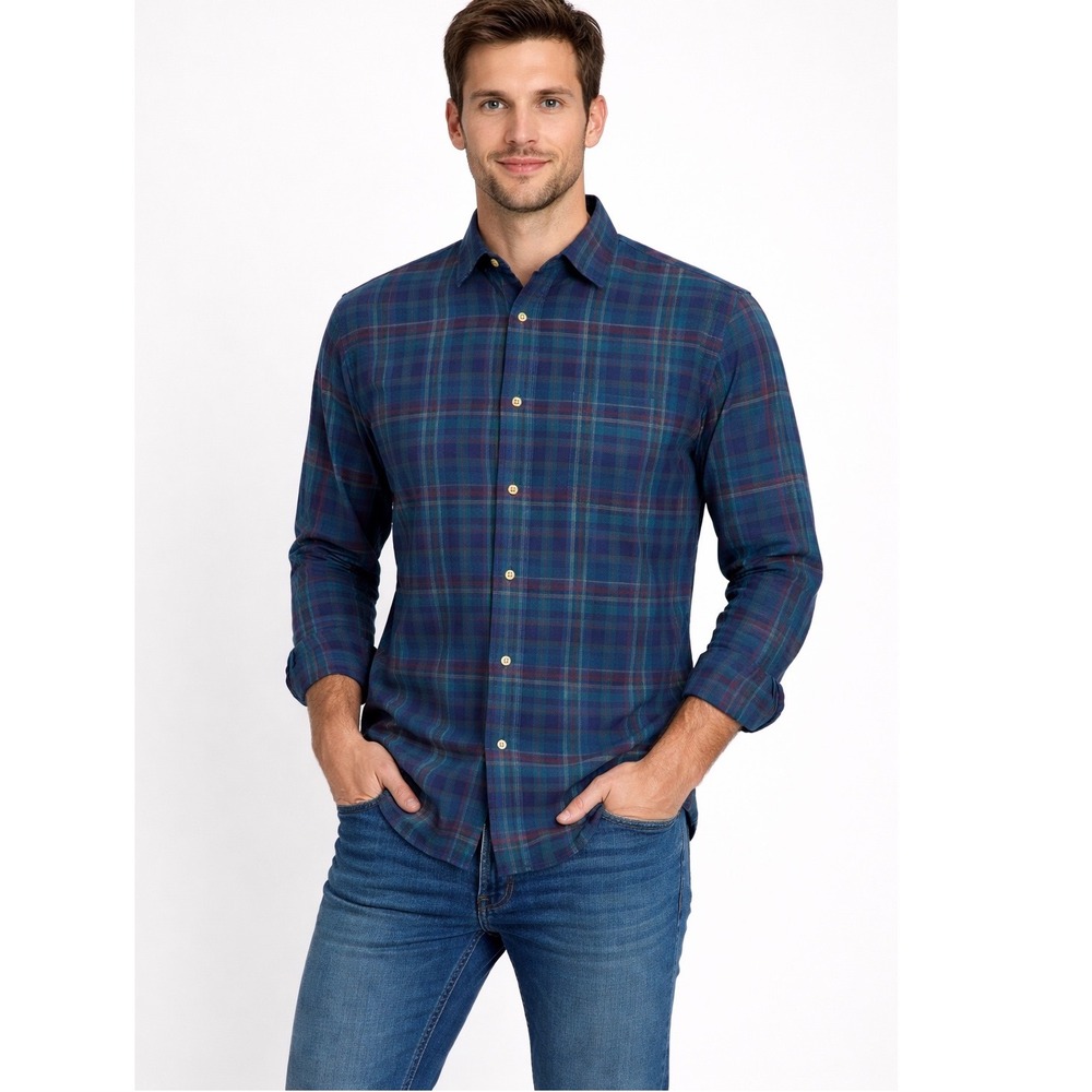 Pendleton Mens M Vintage Wool Long‎ Sleeve Button Down Shirt Blue Red Casual